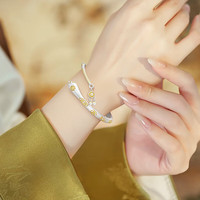 中国黄金福锁吉言蛇年足银手镯女本命年蛇形镯子 福锁吉言灵蛇手镯【红色礼盒】