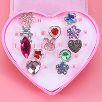 爱贝宣 儿童戒指指环宝女童公主可爱女孩首饰品卡通塑料小戒指幼儿首饰盒