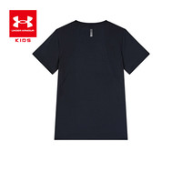 安德玛(Under Armour)童装夏季男大童短袖T恤吸湿快干上衣潮T242101610 黑色 130cm