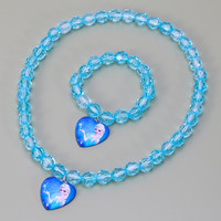 爱贝宣 冰雪奇缘爱莎项链儿童手链耳环戒指套装小公主女童首饰公主首饰盒