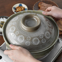 美浓烧（Mino Yaki） 万古烧土锅 日本土锅原装进口家用砂锅炖锅陶土煲仔饭家用锅老式 (3人份)