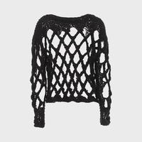 女式圆领镂空设计感修身显瘦毛衣