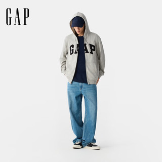 今日必买：Gap 男女装2025春季新款字母logo拉链连帽卫衣 美版868454 灰色 L