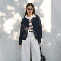 自巧小个子MIU系老钱风夹克短外套女2025早春藏青色百搭上衣 藏青色 XXS （1码）