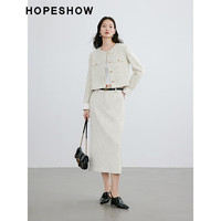 红袖小香风气质半身裙春季2024女装一粒扣开叉小众设计质感直筒裙 浅米005 XL