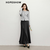 红袖垂感缎面半身裙春季2025女装纯色质感爽滑高级感A字显瘦长裙 黑050 S