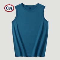 C&A白色背心运动跨栏夏季打底内穿汗衫男士无袖坎肩t恤 孔雀蓝 3XL