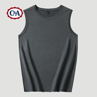 C&A白色背心运动跨栏夏季打底内穿汗衫男士无袖坎肩t恤 深灰色 L