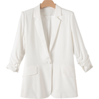 晚白2025春款时尚简约休闲外套气质纯色一粒扣西装外套女