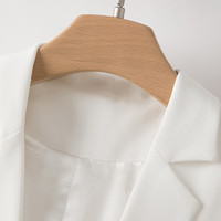 晚白2025春款时尚简约休闲外套气质纯色一粒扣西装外套女 白色 L