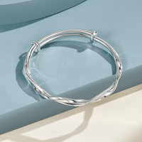 梦金园足银手镯女莫比乌斯环推拉款素圈年轻款镯子