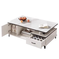 安洛森茶几客厅家用茶桌钢化玻璃茶台小户型简易桌子简约现代阳台小茶台 【单抽屉】白大理石纹色100*48cm