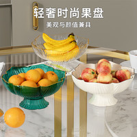 慕质 水果盘客厅家用茶几果盘 2024新款轻奢高档沥水水晶果盆糖果盘果篮 白+灰+绿 共3个