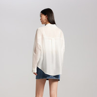 VEROMODA衬衫女2025春季肌理感薄透宽松百搭纯色休闲度假外搭 本白色 XL