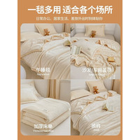 雅鹿牛奶绒毛毯被子冬季加厚双面绒毯子多功能盖毯办公室午睡毯空调毯 米白【双面加厚牛奶绒】 180*200cm【单毛毯】