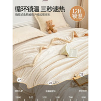 雅鹿牛奶绒毛毯被子冬季加厚双面绒毯子多功能盖毯办公室午睡毯空调毯 米白【双面加厚牛奶绒】 100*120cm【毛毯+1只枕套】