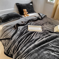 雅鹿牛奶绒毛毯被子冬季加厚双面绒毯子多功能盖毯办公室午睡毯空调毯 深灰【双面加厚牛奶绒】 200*230cm【单毛毯】