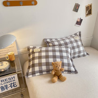 雅鹿牛奶绒毛毯被子冬季加厚双面绒毯子多功能盖毯办公室午睡毯空调毯 灰大格【双面加厚牛奶绒】 150*200cm【毛毯+2只枕套】
