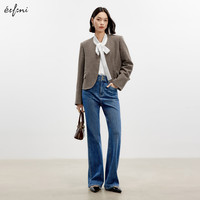 伊芙丽复古小香风通勤百搭时尚气质棕色短款呢外套女2024秋季 玉脂棕  160/84A/M