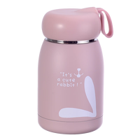SVREG304不锈钢迷你保温杯女士高颜值可爱便携小容量水杯320ml 粉色+ 不显温+2张贴纸