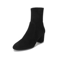 SW 斯图尔特韦茨曼 女士皮革粗跟短靴 YULIANA 60高跟 BLK SUS SUEDE STR 黑色 37.5