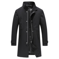 七匹狼男装立领中长装风衣春秋季时尚商务休闲潮风衣外套男上衣 001(黑色) 190/104A/XXXXL