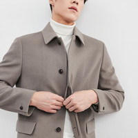 七匹狼羊毛呢大衣男士冬季商务休闲中长款翻领外套 180/96A/XXL