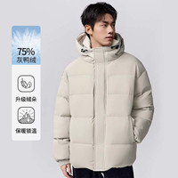 班尼路男士羽绒服2024冬季连帽保暖夹克黑色加绒宽松外套男LF 【PM01棉服】黑(纯色)