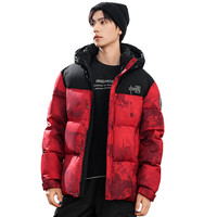 雅鹿冬季羽绒服男士2024年短款休闲时尚连帽保暖加厚拼接外套 黑色 XL
