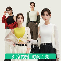 简云莫代尔背心女带胸垫无袖t恤文胸一体内搭薄款吊带上衣夏季HD S 【三分裤】黑色