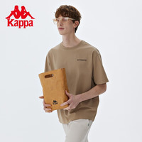 卡帕（Kappa）经典意大利短袖男女夏运动T恤美式复古字母半袖 浅栗子咖-6413 S