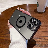 韵宁 适用iPhone16promax手机壳新款苹果15手机保护壳超薄透明磁吸全包防摔镜头膜一体防尘网