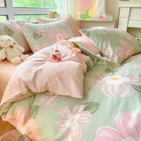 雅鹿 全棉四件套100%纯棉裸睡床单被套双人家用加厚床笠被罩床上用品 梦幻花语【100纯棉 适合裸睡】 2m床单款四件套-被套220*240cm