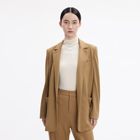 【清仓】播春季设计感小众利落戗驳领简洁方口袋西服BDP4XD04 O40秋叶棕色 M