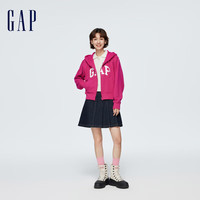 GAP女装2024春秋LOGO法式圈织软卫衣洋气美式连帽外套402167 深粉色 XL (175/92A亚洲尺码)
