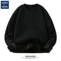GENIOLAMODE白色高领毛衣男加绒加厚冬慵懒风针织打底衫 【加绒圆领】黑色(空白) 3XL