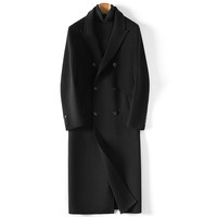 秋冬时尚双面羊绒大衣男长款100%羊毛双排扣过膝毛呢风衣外套加厚 5XL