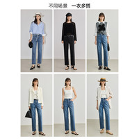 丽丽 LILY法棍裤九分高腰直筒裤通勤休闲显瘦牛仔裤女小个子2025春