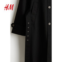 HM男装风衣2025春季翻领双排扣束腰宽松长袖长款大衣1267636