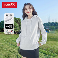 班尼路雾霾蓝连帽卫衣女2025年春秋通勤休闲韩版时尚上衣女 浅花灰-纯色 XL