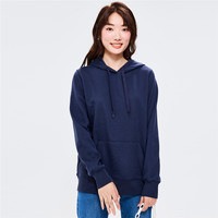 佐丹奴帽衫女纯色简约风女生抽绳连帽套头卫衣13322762 60 深夜蓝 XL