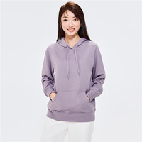 佐丹奴帽衫女纯色简约风女生抽绳连帽套头卫衣13322762 72 灰脊紫 S