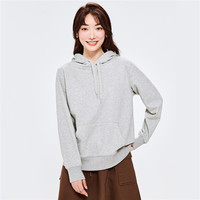 佐丹奴帽衫女纯色简约风女生抽绳连帽套头卫衣13322762 03 中花灰 M