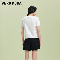 Vero Moda奥莱T恤女2025早春休闲百搭短袖上衣基础款短袖圆领 V领基础款-A-黑色