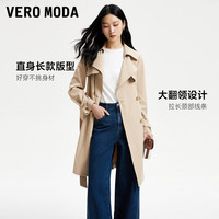 Vero Moda风衣外套女春季直身长款翻领双排扣气质通勤324121009