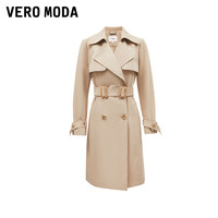 Vero Moda风衣外套女春季直身长款翻领双排扣气质通勤324121009 C13浅卡其色 XL