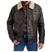 自营wrangler棕色仿皮胸袋羊羔绒夹克 - 棕色 【美国奥莱】直发