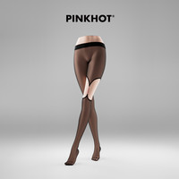 PINKHOT开山之作！「醉玲珑」不对称设计！低腰无缝粉色钻链丝袜 身高168cm以下，体重60kg以内