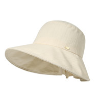 CACUSS帽子女春夏防晒时尚渔夫帽遮阳帽纯棉海边大檐太阳帽