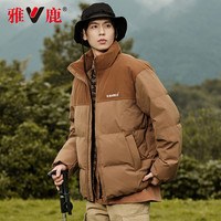 雅鹿羽绒服男士2024冬季灯芯绒休闲加厚保暖青少年面包服 卡其色 L